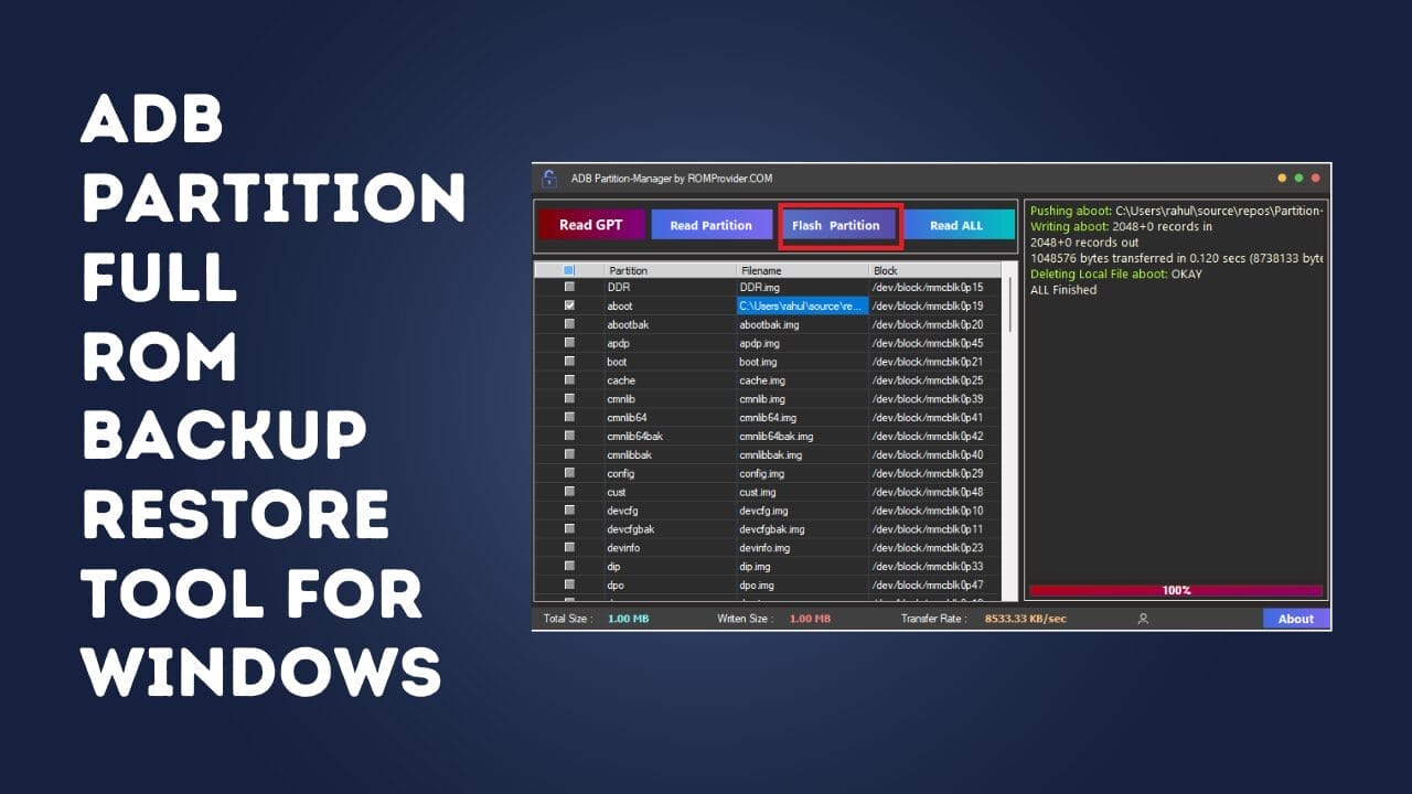 Adb partition- full rom backup restore tool for windows Adb partition- full rom backup restore tool for windows