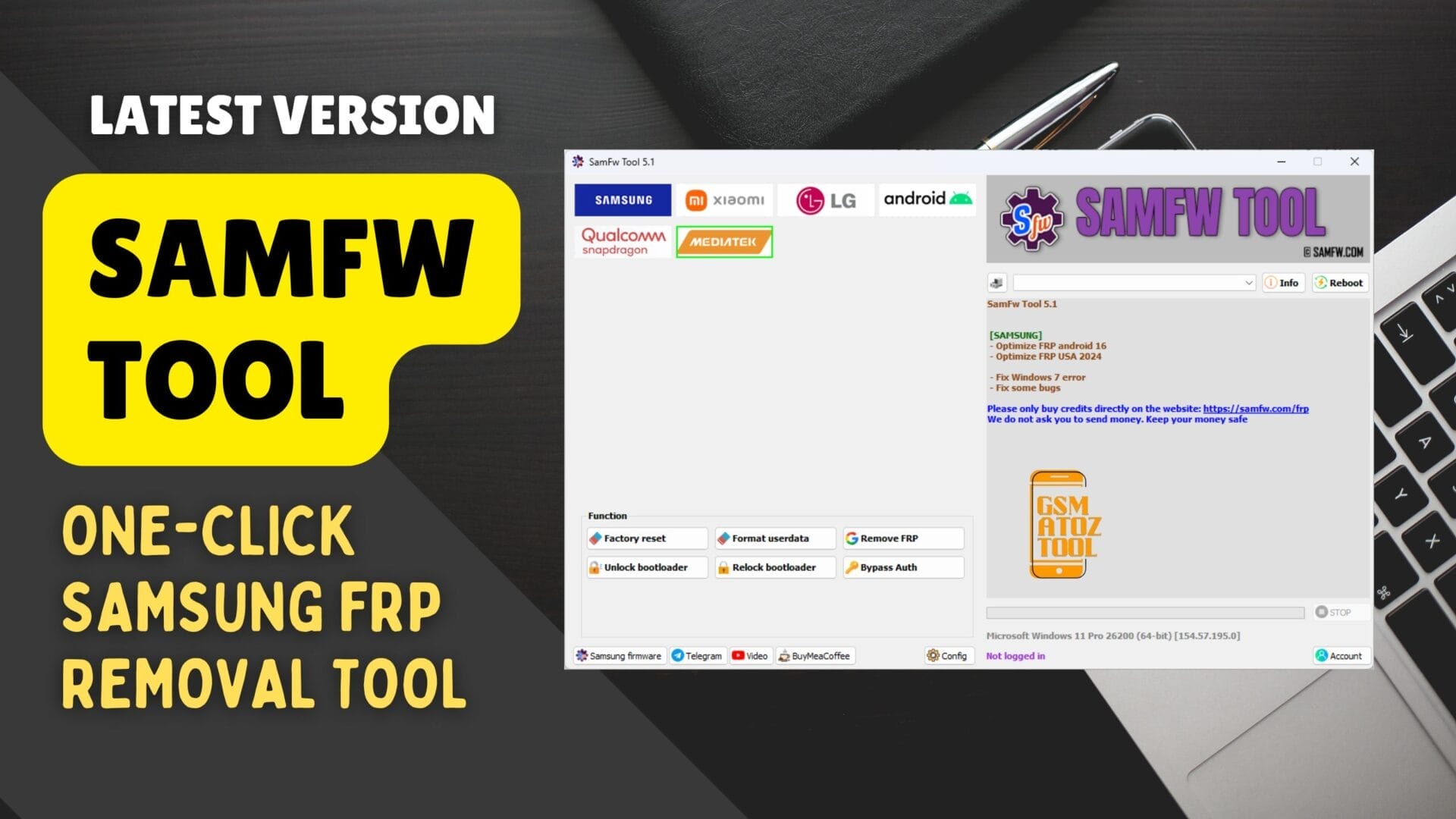 Samfw tool 5. 2 one-click samsung frp removal tool 1 Samfw tool interface for samsung frp removal and android device management