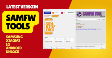 Samfw tools interface showing samsung xiaomi lg and android frp and unlock features