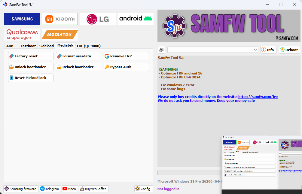 Samfw frp tool free download for samsung xiaomi lg android devices
