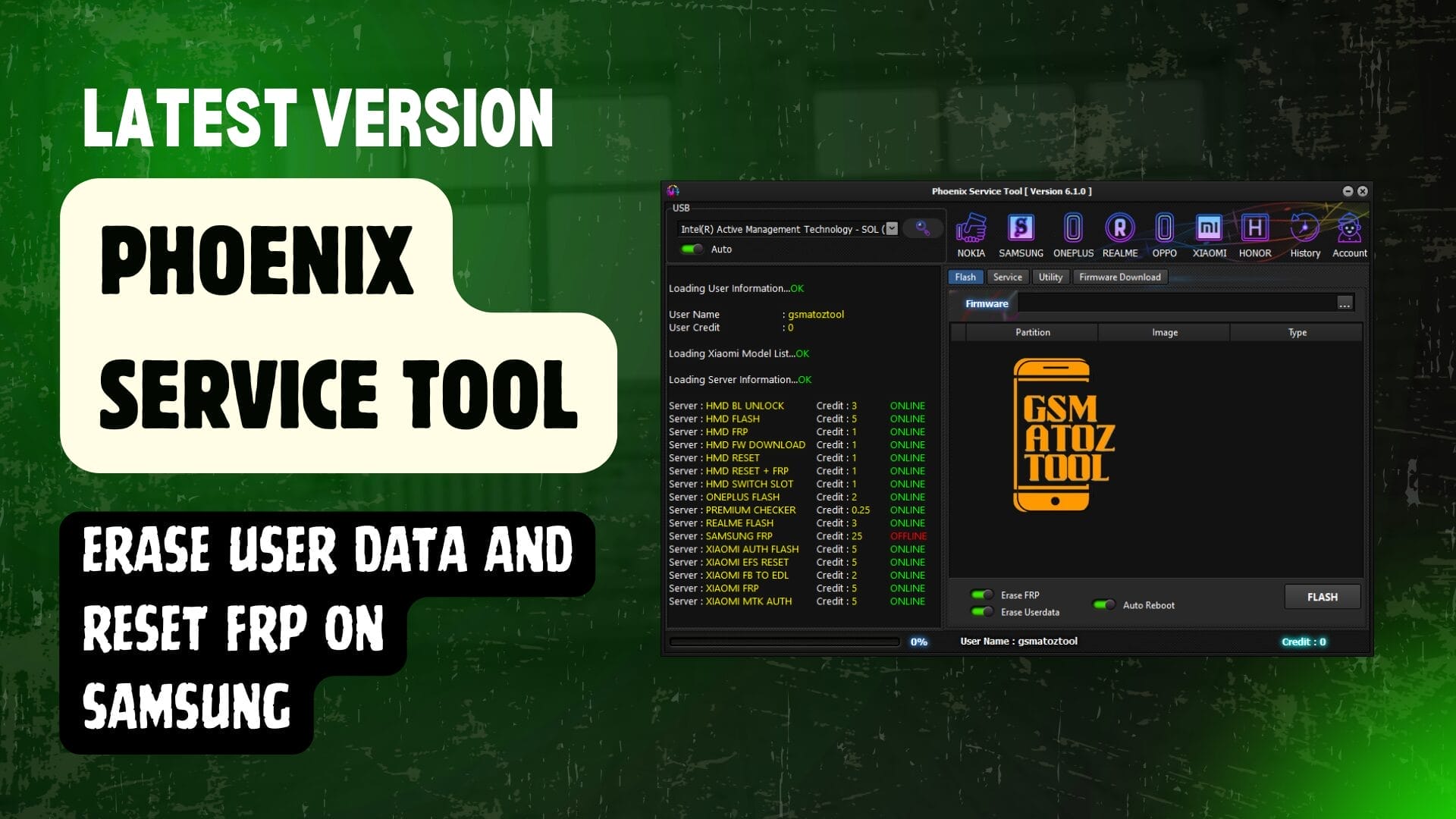 Phoenix service tool flashing and frp reset tool