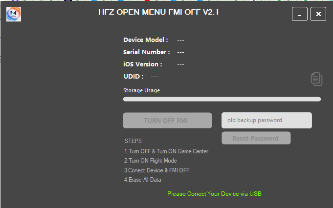 Hfz open menu fmi-off tool