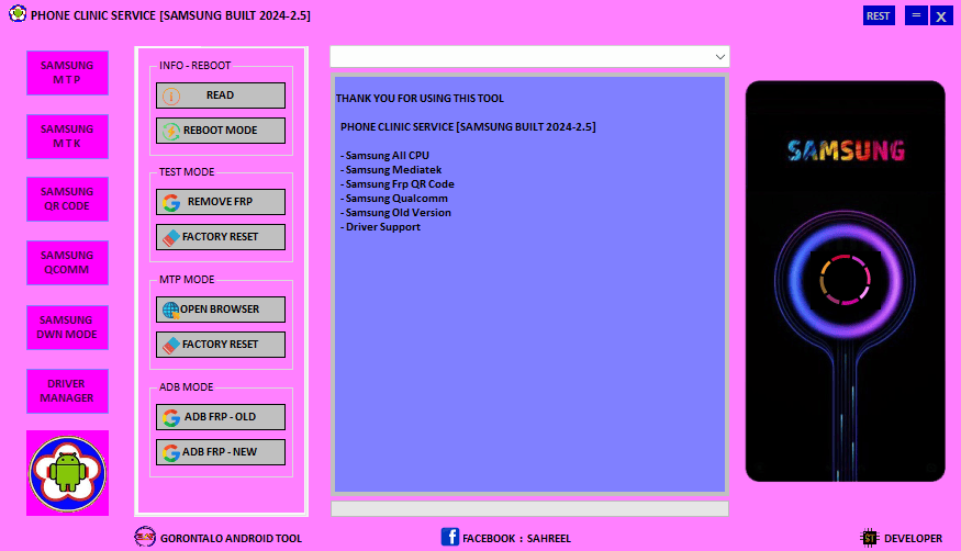 Phone clinic service samsung built tool