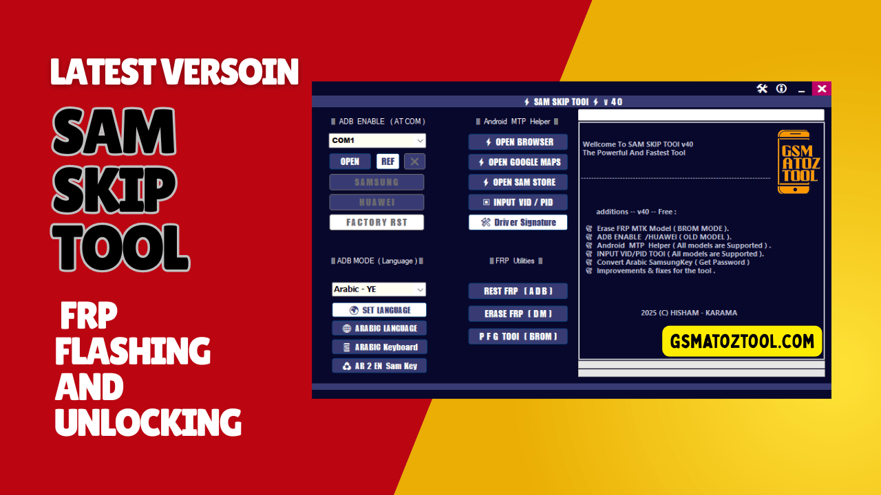 Sam skip tool v41 latest version adb mode language mtp helper & frp solutions 1 Sam skip tool for adb mode mtp helper and frp reset on samsung and huawei devices