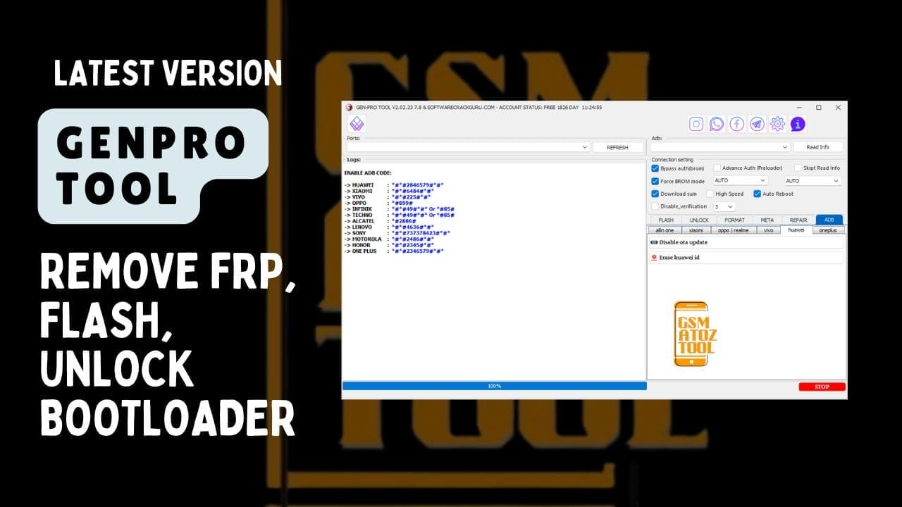 Genpro tool 2025 frp removal, imei repair & android unlock 1 Genpro tool 2025 remove frp, flash, unlock bootloader and imei repair