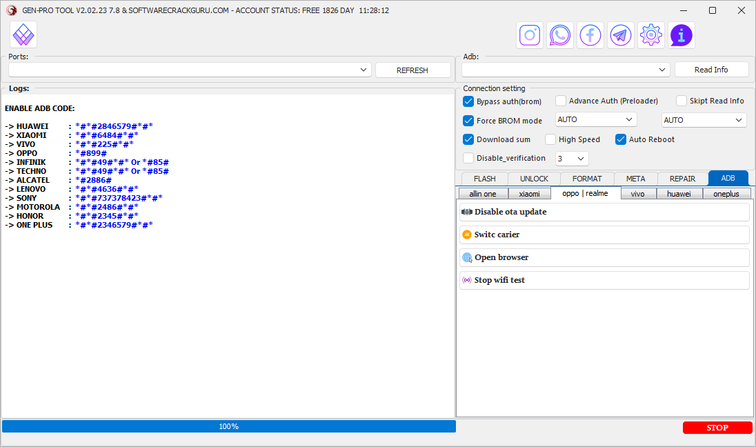Genpro tool 2025 frp removal, imei repair & android unlock 2 Genpro tool 2025 oppo realme features - disable ota update swft carrier open browser stop wifi test