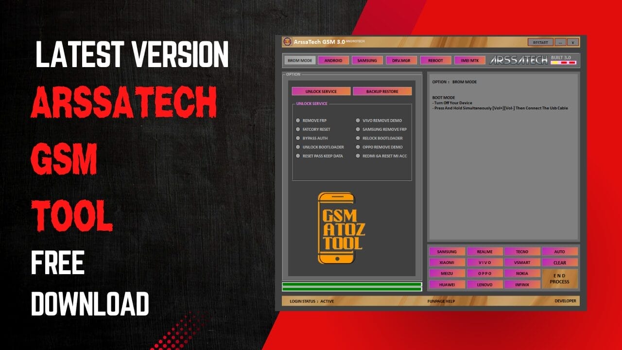 Arssatech gsm tool v3. 0 brom mode unlock service