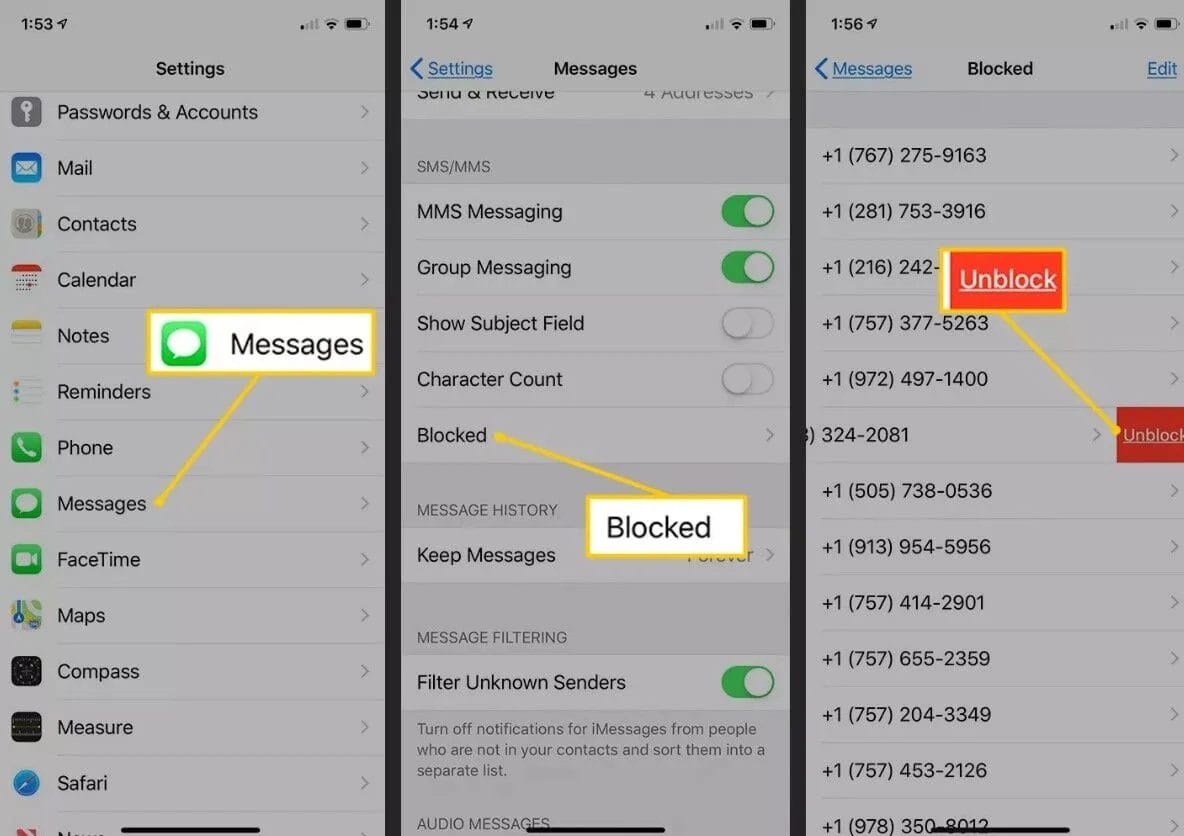 How to unblock someone on iphone