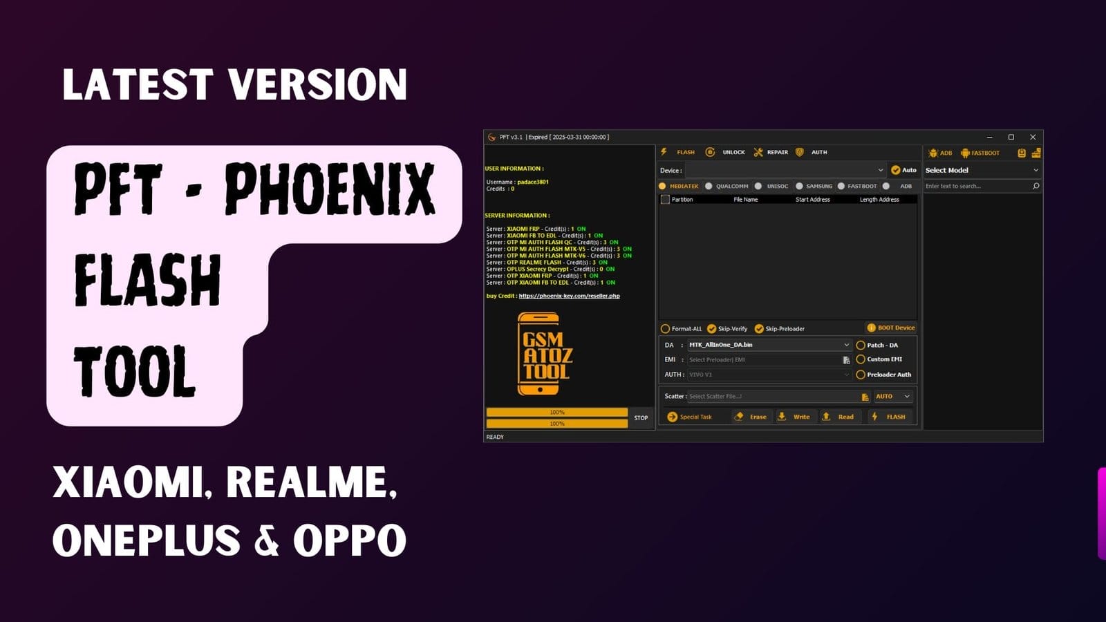 Pft - phoenix flash tool v3. 1 Pft - phoenix flash tool