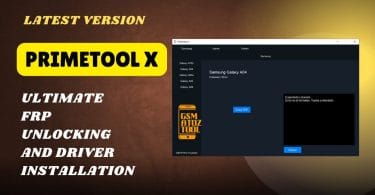 Primetool x interface showing supported samsung galaxy models and android compatibility for advanced