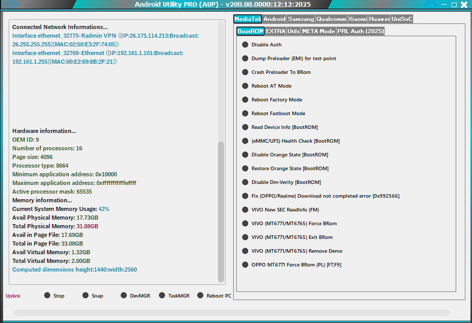 Android utility tool v200 rev (2) offline latest version unlock your device 2 Android utility tool 2025 latest version – mtk adb fastboot samsung frp brom rpmb preloader boot repair features