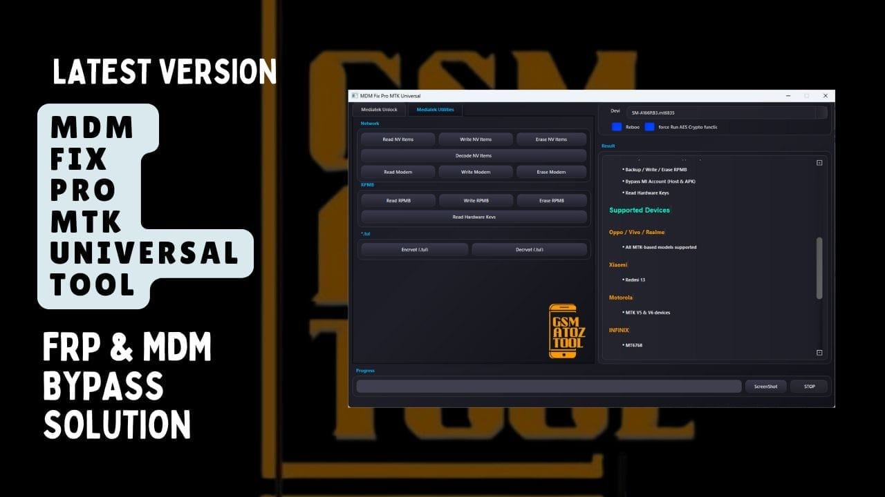 Mdm fix pro mtk universal tool frp & mdm bypass solution Mdm fix pro mtk universal tool frp & mdm bypass solution