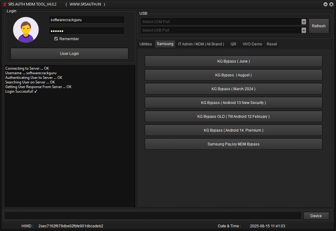 Srs auth mdm tool – complete mobile unlocking solution with kg bypass, samsung payjoy mdm removal, and it admin Download srs auth mdm tool latest version for samsung payjoy mdm bypass, it admin removal, and android kg bypass features