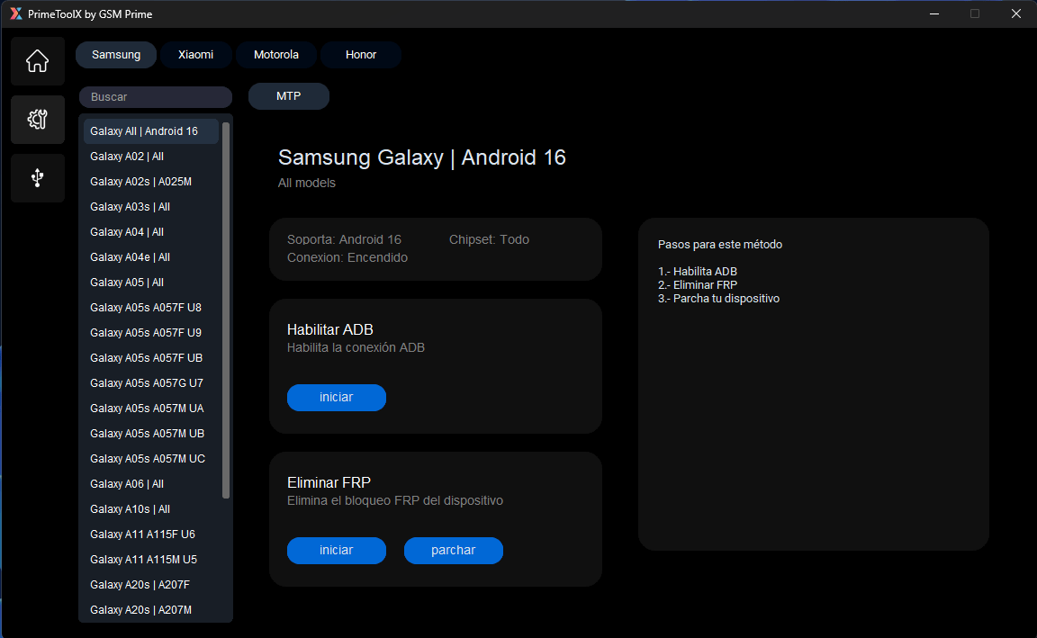 Primetool x 9 latest version free download 2 Primetool x software interface for android unlocking flashing and repair functions