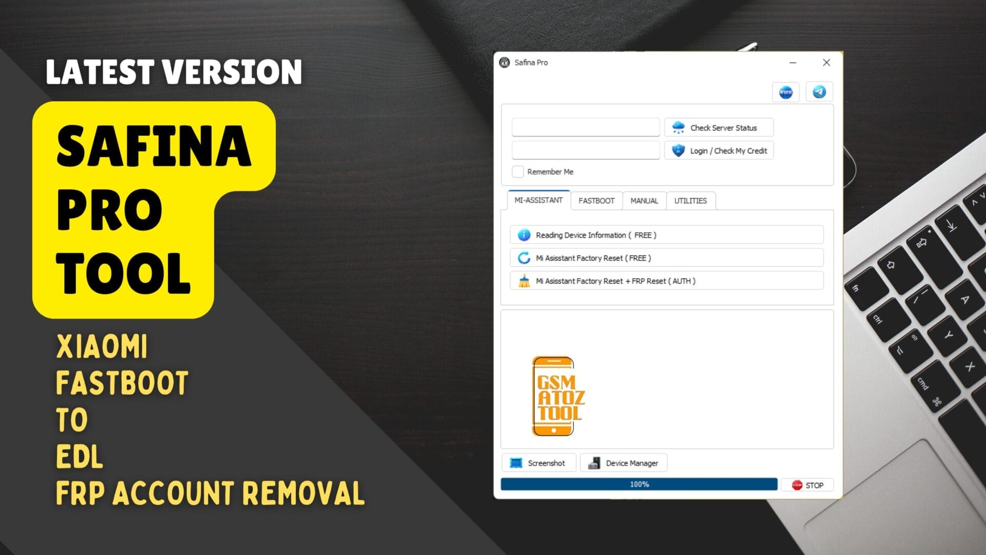Safina pro tool for xiaomi fastboot to edl & frp account removal 1 Safina pro tool interface showing xiaomi fastboot to edl and frp removal options