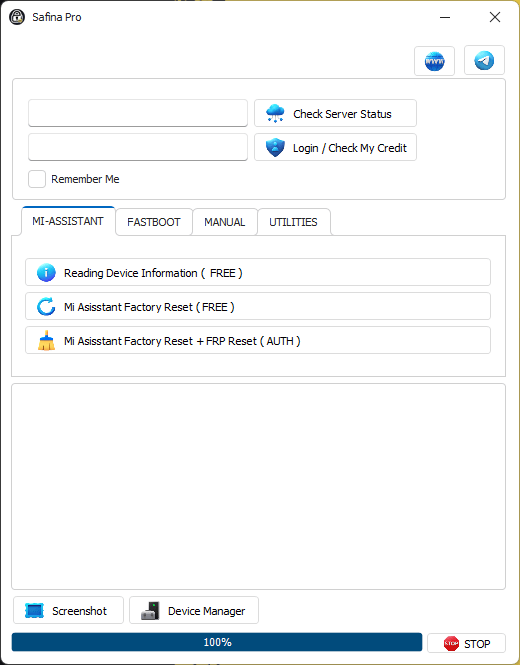 Safina pro tool for xiaomi fastboot to edl & frp account removal 2 Safina pro tool interface showing xiaomi fastboot to edl and frp removal features