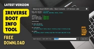 Ireverse boot info tool interface showing supported features like avb version 2. 0 lz4 decompression and erofs file system