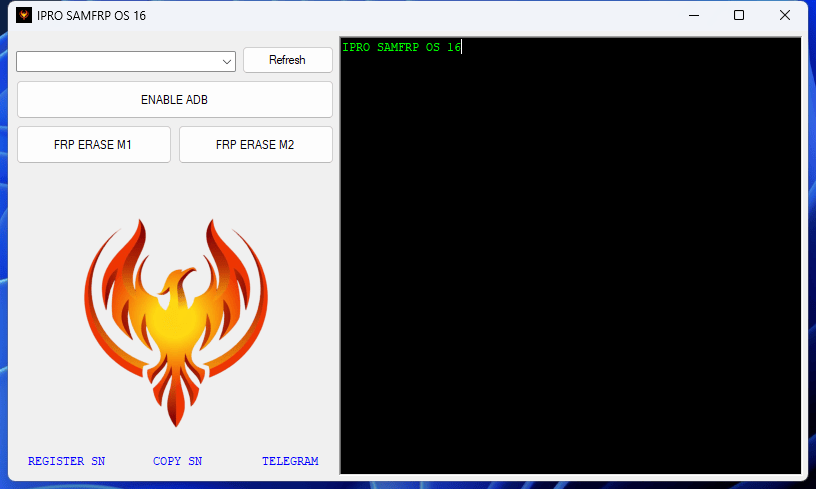 Ipro samfrp os 16 latest version android 16 frp solution 2 Ipro samfrp os 16 tool interface showing frp erase options for android 16 devices
