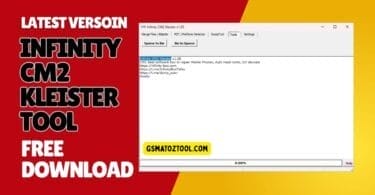 Infinity cm2 kleister tool software interface and free download banner for mobile repair.
