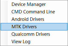 Multiflash tool latest version for qualcomm mtk & spreadtrum devices 4 Multiflash tool menu showing device manager cmd command line android drivers mtk drivers qualcomm drivers and view log options.