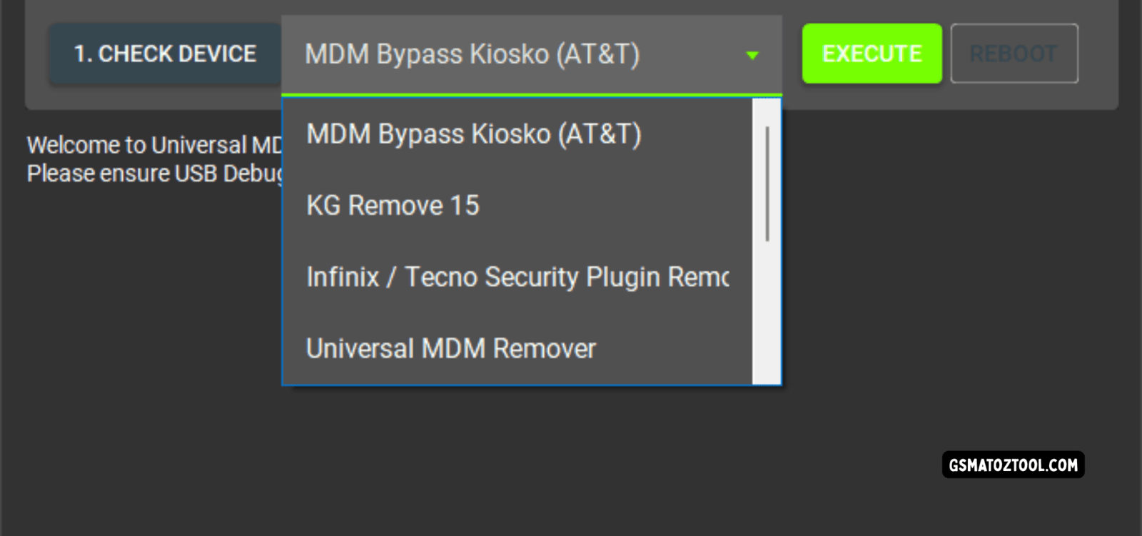 Universal mdm kg bypass pro tool one click mdm & kg unlock solution 2 Universal mdm & kg bypass pro tool main interface showing one-click mdm and kg unlock options.
