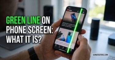 Green line on phone screen — thin vertical streak running from top to bottom on a smartphone display