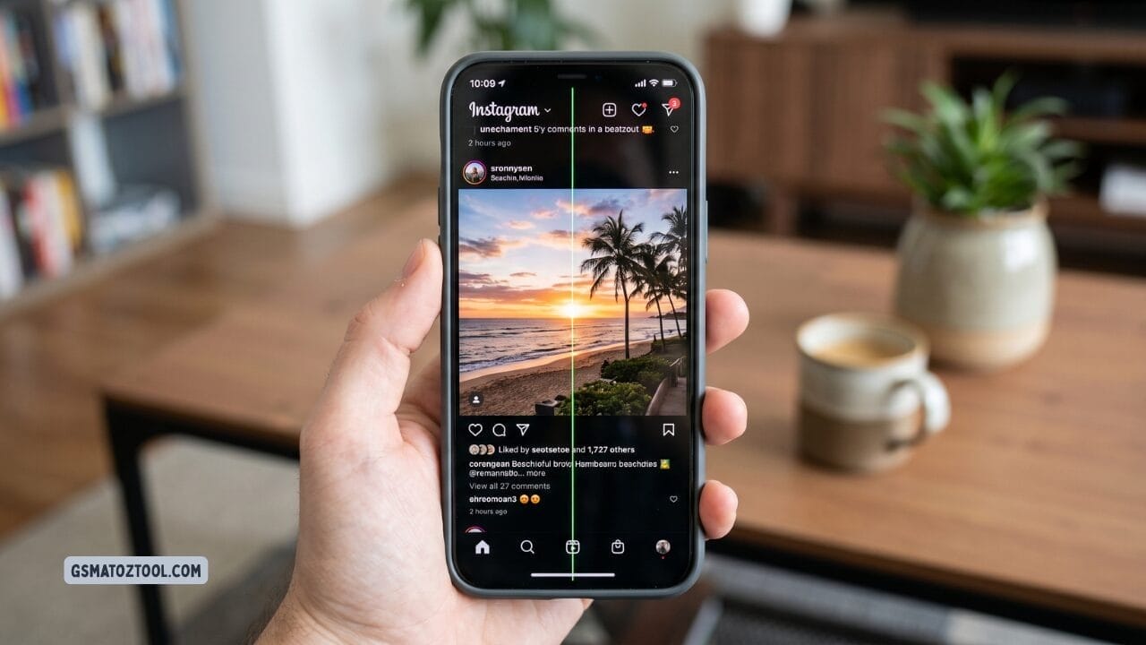 Green line on iphone screen while using instagram app